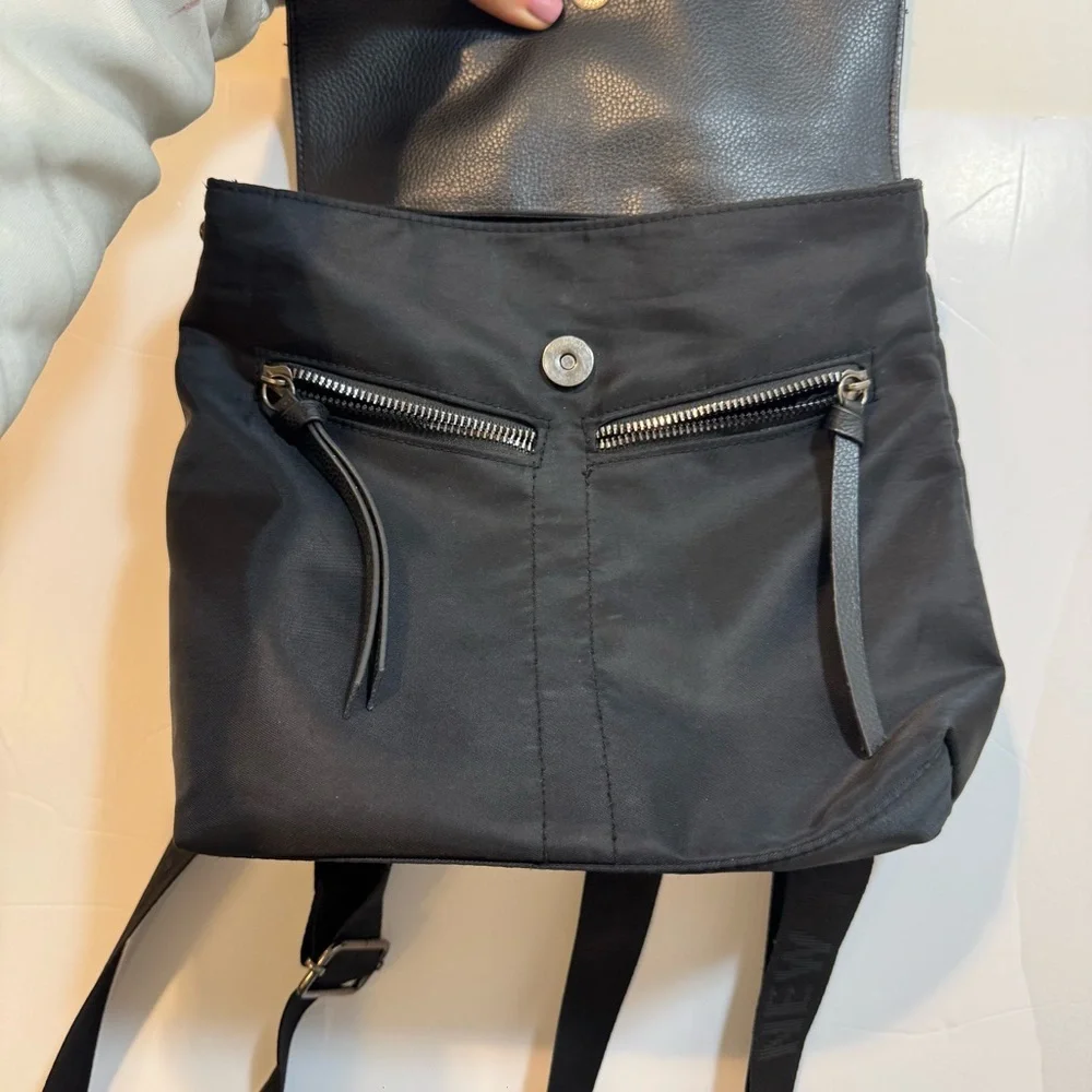 Botkier New York Black Backpack – Nylon & Faux Leather Travel Style